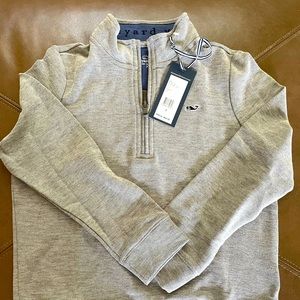 NWT vineyard vines grey 1/4 zip pique pullover, 7